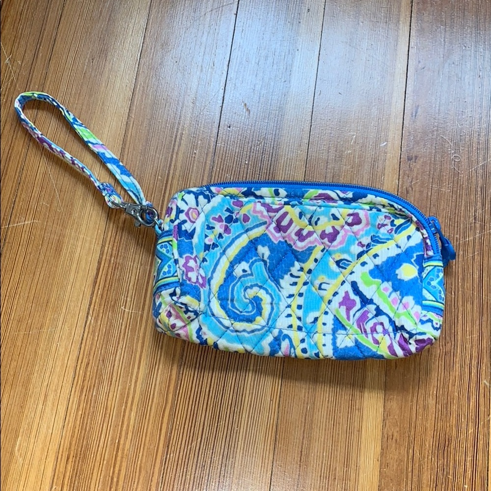 Vera Bradley blue and yellow wristlet
